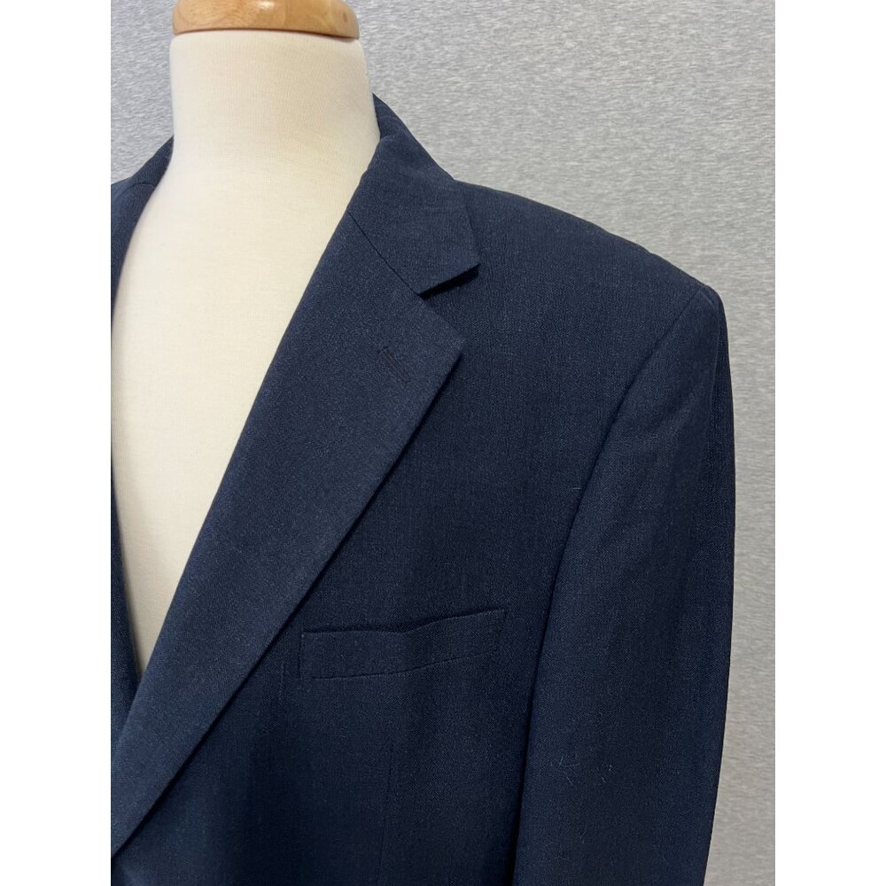Jos A Bank Navy Sport Jacket Blazer Mens 43‎ Regular Classic Linen Wool Blend - Picture 6 of 16